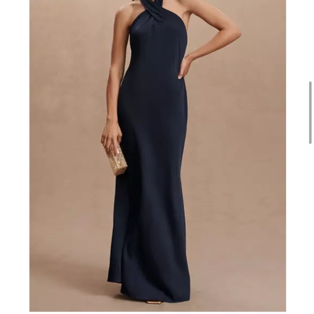 BHLDN Midnight Blue One-Shoulder Maxi Dress